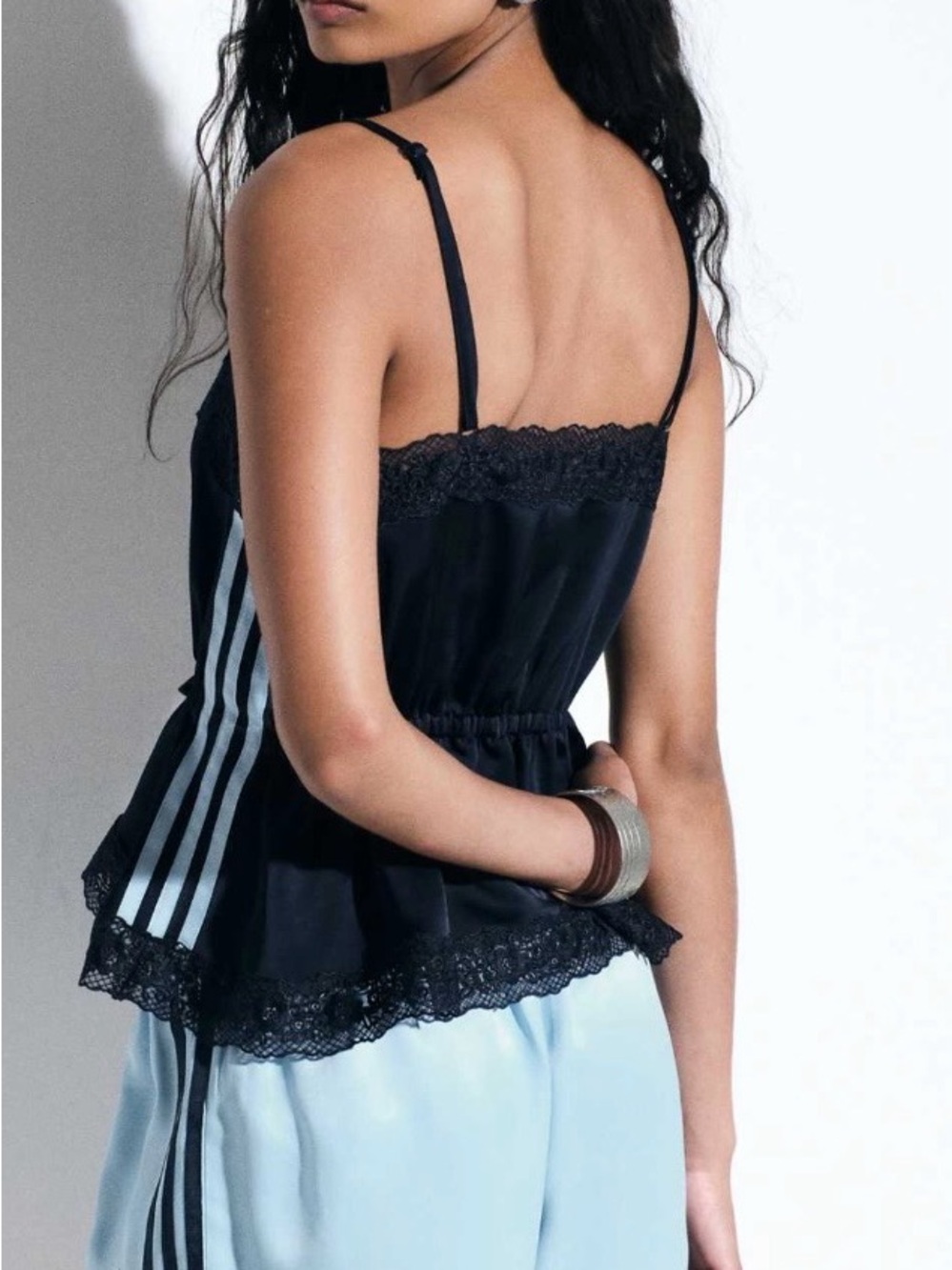 adidas x ASOS Navy Lace-Trim Spaghetti Strap Cami with White Stripe- S - NWT - Picture 5 of 5